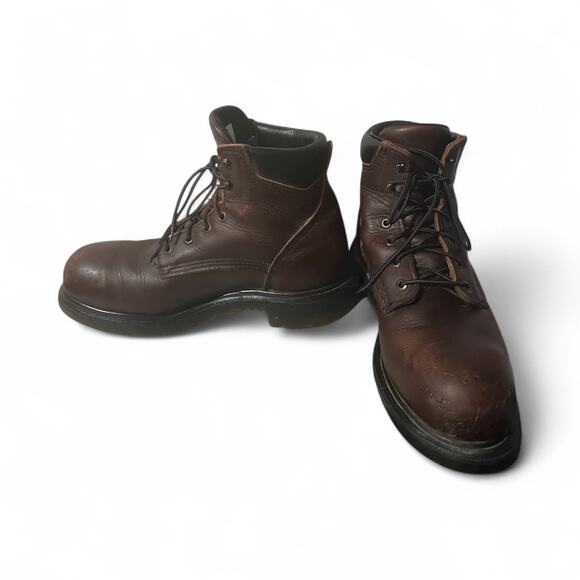 Red Wing 606 Leather Work Boots 9.5 D Brown Lace Up Outdoor Supersole Steel Toe - Picture 2 of 8